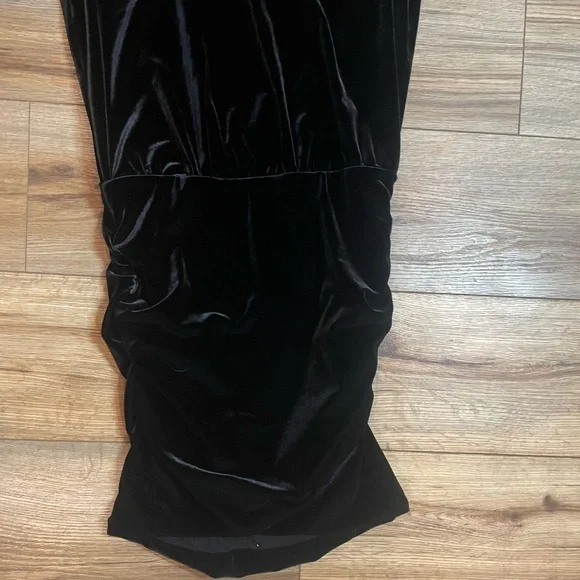 The Kooples Short Sleeve whimsigoth grunge black Velvet Rouched Mini Dress - Picture 6 of 9